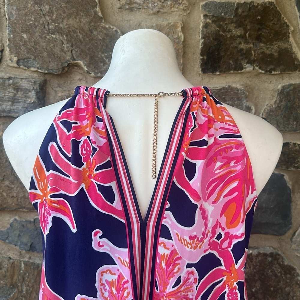 Lilly Pulitzer 'Lucia' Dress in Bright Navy Via Sunny Engineered Floral Size XS - Picture 7 of 9